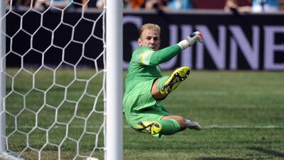 Joe Hart's error against Stoke City has cast doubt on his hold on the goalkeeping spot at Manchester City. Craig Lassig / EPA