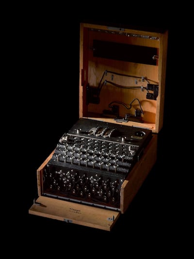 The Enigma machine forms part of the exhibit at the Science Museum.