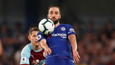 Gonzalo Higuain chest controls the ball. Reuters
