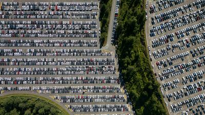 Vehicles from a Volkswagen car factory, in Sao Bernardo do Campo, in Sao Paulo state, eastern Brazil. Production has been halted due to 'market stagnation'. EPA