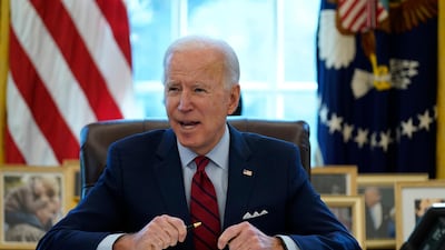 President Joe Biden in the Oval Office of the White House, Thursday, January 28, 2021. AP Photo