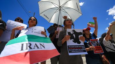 A demonstration against violence in Iran is held in Quito, Ecuador. The Iranian community in Ecuador protested outside the Iranian embassy. EPA