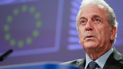 EU Commissioner for Migration and Home affairs Dimitris Avramopoulos gives a press conference on 'managing migration in all its aspects: Progress under the European Agenda on Migration' at the European Commission in Brussels. EPA