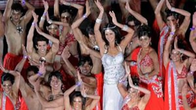 The Indian actress Katrina Kaif performs during the closing ceremony of the Indian Premier League at The Wanderers Stadium.