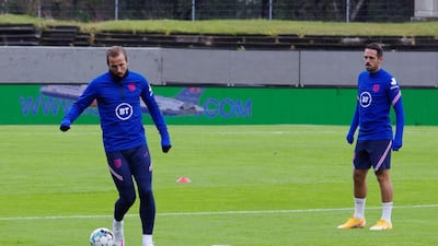 England's Harry Kane, left, and Danny Ings during training. Reuters