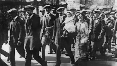 A group of married men on their conscription into the British Army in 1916
