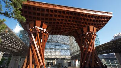 Tsuzumimon gate at Kanazawa Station in Kanazawa. Courtesy JNTO