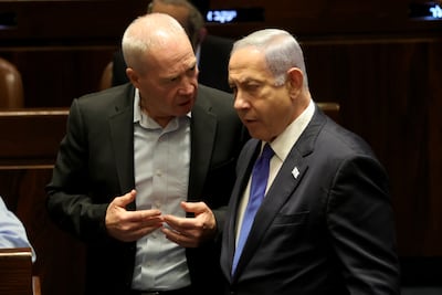 Israeli Prime Minister Benjamin Netanyahu and former Minister of Defense Yoav Gallant. EPA