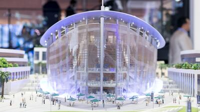 A model of the sail-shaped Dubai Opera at Cityscape Global 2015. Reem Mohammed / The National