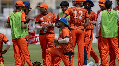 Muhammad Waseem during a drinks break in the Emirates D50