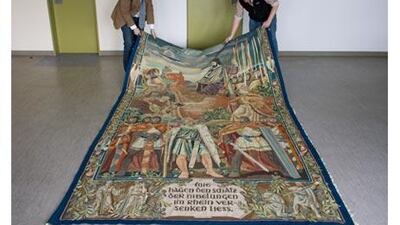 The tapestry, which was ordered by Joseph Goebbels, was declared to be public property last month.