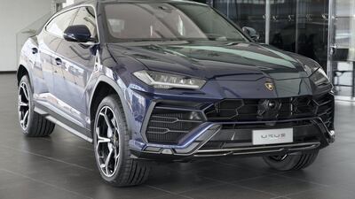 The new Urus at the Lamborghini Dubai showroom on Sheikh Zayed Road. Antonie Robertson / The National