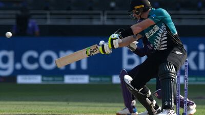 New Zealand's Martin Guptill on his way to 93 against Scotland at the T20 World Cup in Dubai on Wednesday. AFP