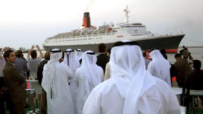The QE2 pictured arriving in Dubai from the UK on November 26, 2008. Randi Sokoloff / The National