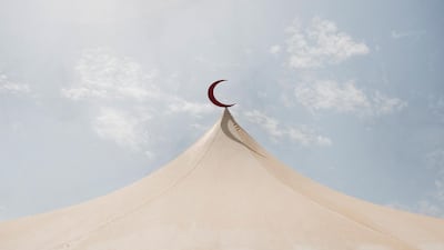 An important part of Ramadan is giving. In order to facilitate this act a bit more easily the Red Crescent is setting up tents all across the city, this one is located next to Marina Mall in Abu Dhabi. July 26, 2011. Lee Hoagland/The National
