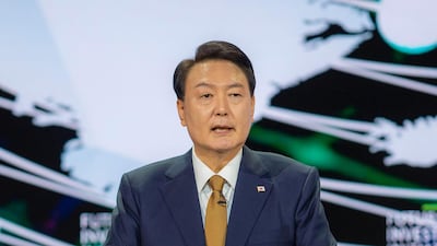 South Korean President Yoon Suk Yeol addresses the Future Investment Initiative conference in Riyadh. Reuters