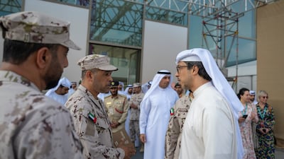 Sheikh Mansour meets military personnel at final preparations for Cop28