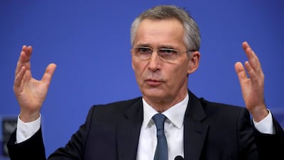 Nato Secretary General Jens Stoltenberg at a news conference on February 15 in which he urged alliance members to spend more on defence and raised concerns over early withdrawal of troops from Afghanistan. Reuters