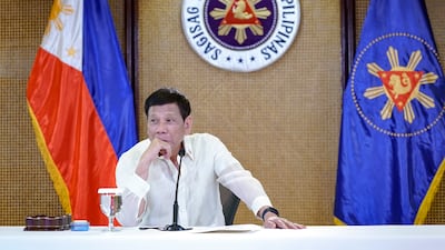 Philippine President Rodrigo Duterte says his policy of killing drug suspects without due process does not compare with Russian President Vladimir Putin's military operations in Ukraine. AP