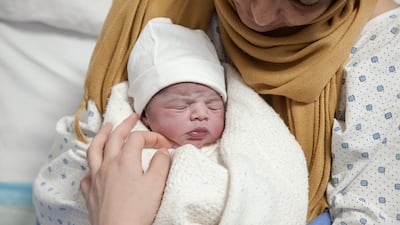 Manar with her baby Luna in the MSF birth centre at Rafic Hariri University Hospital in Beirut, Lebanon