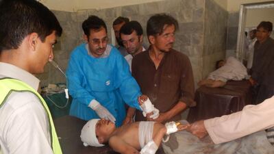 A child who was injured in a suicide bombing at a mosque is treated at a local hospital in Khar, Pakistan, on September 16, 2016. Anwarullah Khan / AP Photo