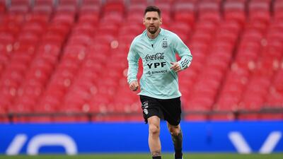 Lionel Messi of Argentina warms up. Getty Images