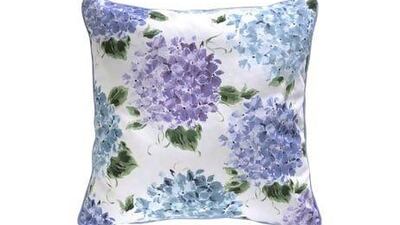 Matalan blue hydrangea print cushion.