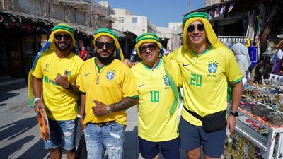 Brazil fans in the Souq area of Doha. PA