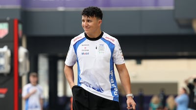 Red Bull driver Isack Hadjar at the Yas Marina Circuit. Chris Whiteoak / The National