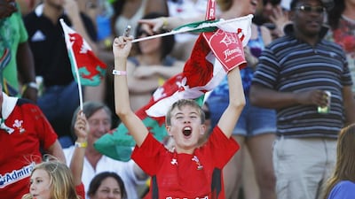 A young Wales fan during the Sevens World Series match between Spain and Australia at The Sevens in Dubai on Friday. Jake Badger for The National