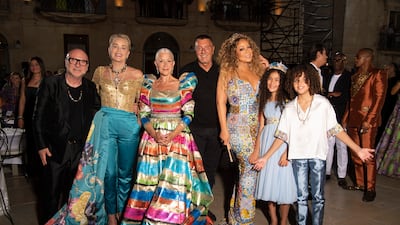 Sharon Stone, Helen Mirren and Mariah Carey with Domenico Dolce and Stefano Gabbana. All photos: Dolce & Gabbana
