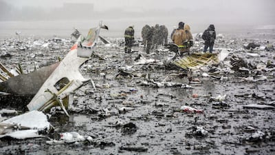 Russian rescuers working at the crash site of a passenger plane in Rostov-on-Don on March 19, 2016. AFP / Russian Emergencies Ministry