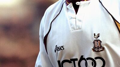 Jamie Lawrence went for a mop full of claret during his Bradford City days. Allsport