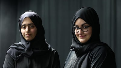 Fatima Al Hameli, left, and Shamma bin Safwan are aerospace students at Khalifa University in Abu Dhabi. Delores Johnson / The National