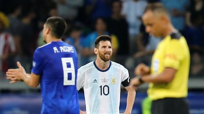 Argentina's Lionel Messi reacts after the match, a 1-1 draw. Reuters