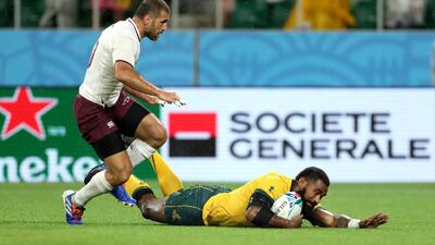 Marika Koroibete of Australia scores his team's second try. Getty