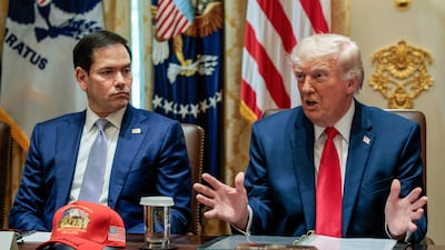 US President Donald Trump and Secretary of State Marco Rubio during a cabinet meeting at the White House. Reuters