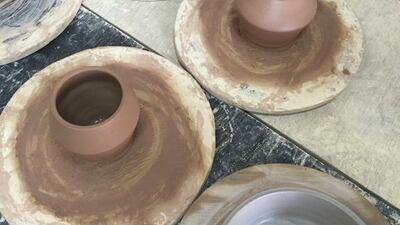 A selection of the public-designed pottery creations designed via the Unearthing website, a selection of which is currently being displayed at the Abwab exhibition during Dubai Design Week. Courtesy Bahrain Authority for Culture and Antiquities.