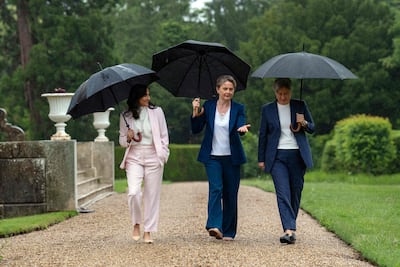 From left, Australia's Foreign Minister Penny Wong with her British and Canadian counterparts Yvette Cooper and Anita Anand. AFP