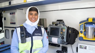 Marwa Alamoodi hopes more Emirati women will be encouraged to join the National Ambulance. Ruel Pableo for The National