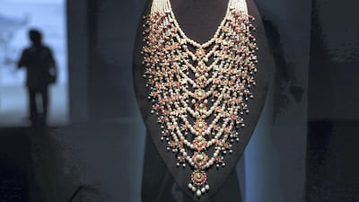 Sheikh Zayed gave Umm Khulthum a necklace for performing in Abu Dhabi days before the UAE was founded, with the piece now on display at Louvre Abu Dhabi. Victor Besa / The National