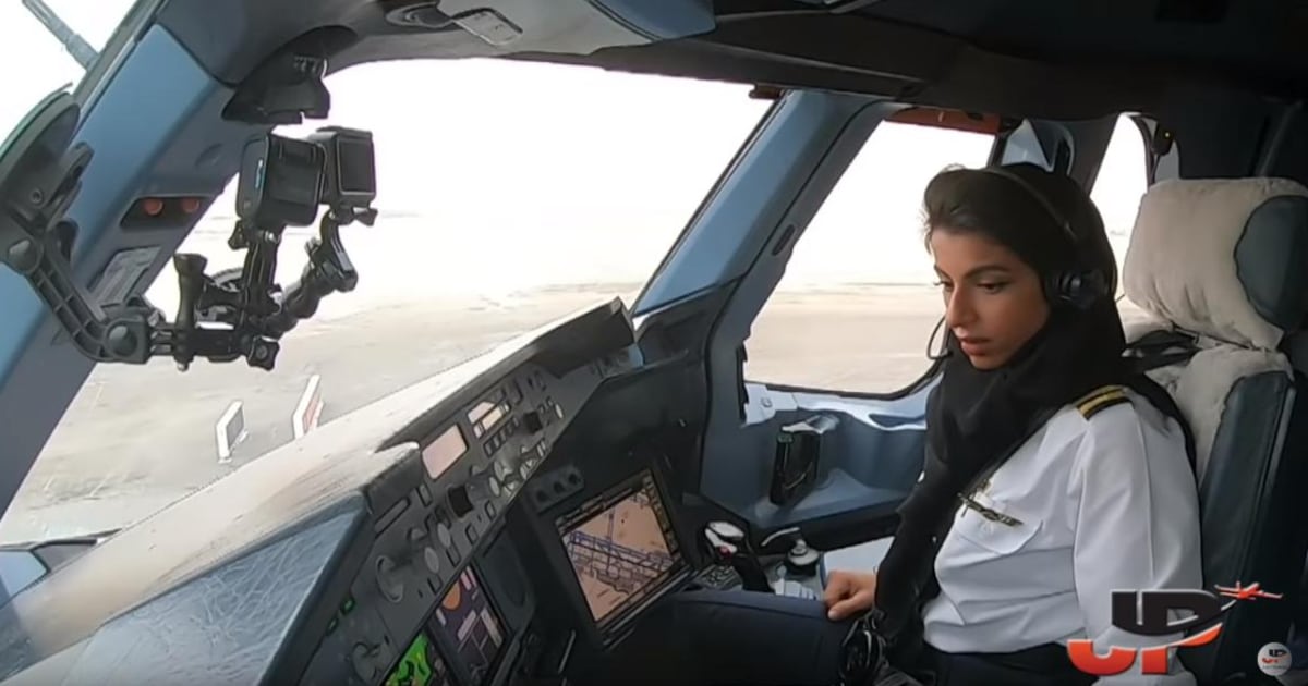 Shaima Rashed Pilot Female Etihad pilots give rare view of A380 taking off for Paris | The ...