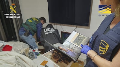 Footage showed raids on luxury villas and a showroom packed with supercars.