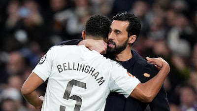 Alvaro Arbeloa with Jude Bellingham, one of the players jeered by Real Madrid fans during the win over Levante in La Liga. Getty Images