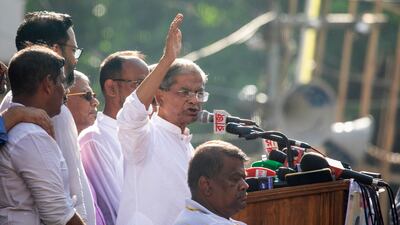 Mirza Fakhrul Islam Alamgir, leader of the Bangladesh Nationalist Party, accuses ousted PM Sheikh Hasina of plotting to thwart the recent uprising in the country. EPA