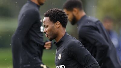 Chelsea forward Raheem Sterling during training. PA