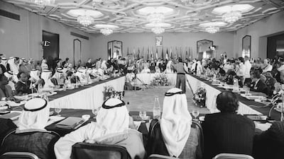 Opec ministers meet in Abu Dhabi to set a new price for crude oil, 1978. Getty Images