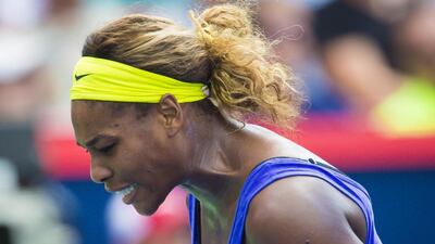 Serena Williams reacts during her semi-final match against Venus Williams at the Rogers Cup women tennis tournament in Montreal, Canada, on August 9, 2014. EPA/ANDRE PICHETTE