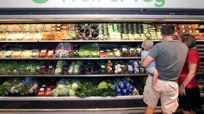 Food prices fell by just under 1 per cent in Abu Dhabi and Dubai in February. Randi Sokoloff / The National