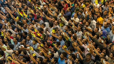 5. CROWD: The King is here ... the crowd who met Bollywood superstars Shah Rukh Khan and Anushka Sharma at Abu Dhabi's Dalma Mall in July 2017. Antonie Robertson / The National
